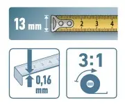 Banda otel, 50m, Extol Premium, 8821095, Precizie clasa II, carcasa ABS/cauciuc