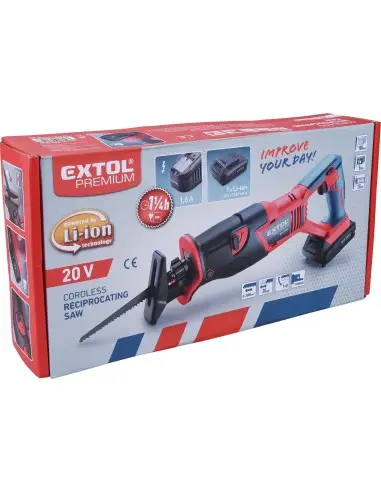 Fierastrau Sabie Fara Fir, EXTOL PREMIUM, 8891820, 20V, 2000mAh