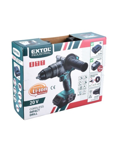 Bormasina cu percutie fara fir, EXTOL INDUSTRIAL, 8791800, 20V, 2000mAh