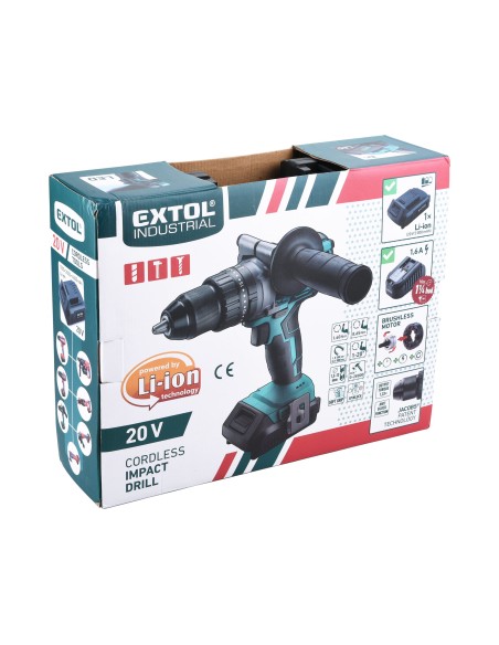 Bormasina cu percutie fara fir, EXTOL INDUSTRIAL, 8791800, 20V, 2000mAh