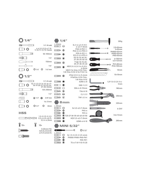 Set de scule 303 piese, EXTOL CRAFT, 918303, Fibra de sticla, Burghie HSS Set de scule 303 piese, EXTOL CRAFT, 918303, Fibra de sticla, Burghie HSS