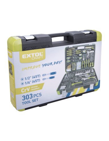 Set de scule 303 piese, EXTOL CRAFT, 918303, Fibra de sticla, Burghie HSS Set de scule 303 piese, EXTOL CRAFT, 918303, Fibra de sticla, Burghie HSS