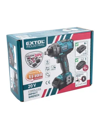 Cheie impact fara fir 1/2", EXTOL, 8791811, 250Nm, BRUSHLESS