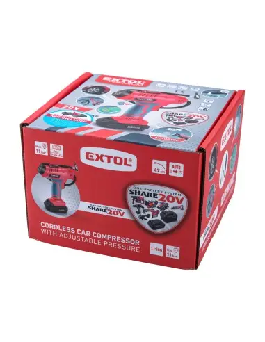 Compresor fara fir, EXTOL PREMIUM, 8891875, 20V Li-ion, 11 bar