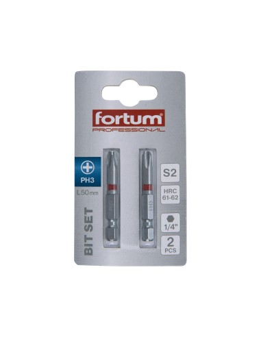2 buc Bits Phillips PH 3x50mm, FORTUM, 4741213, S2, rezistente 2 buc Bits Phillips PH 3x50mm, FORTUM, 4741213, S2, rezistente