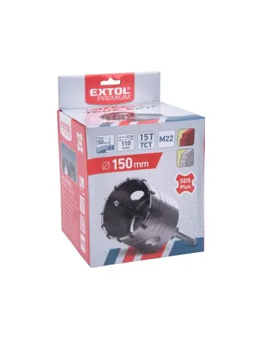 Coroana SDS PLUS pentru zidarie, EXTOL PREMIUM, 8801972, 150mm, M22 Coroana SDS PLUS pentru zidarie, EXTOL PREMIUM, 8801972, 150mm, M22