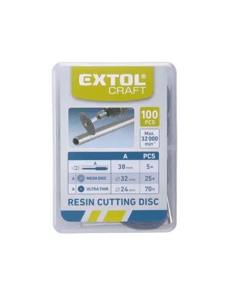Discuri taiere 100 pcs, EXTOL CRAFT, 903762, Max. 32 000/min., ⌀24mm-70x Discuri taiere 100 pcs, EXTOL CRAFT, 903762, Max. 32 000/min., ⌀24mm-70x