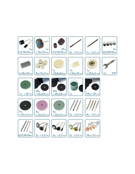 Set accesorii polizor, EXTOL CRAFT, 903771, 208 piese, 3,2 mm Set accesorii polizor, EXTOL CRAFT, 903771, 208 piese, 3,2 mm