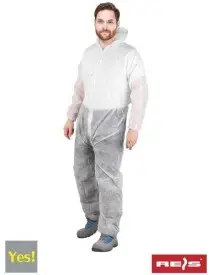 Combinezon de protectie cu gluga din 100% polipropilena de unica folosinta YES-KOM RAW-POL - Unica folosinta