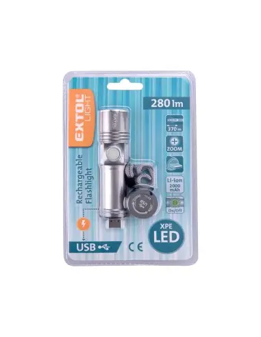 Lanterna, EXTOL LIGHT, 43141, 280 lm, USB încărcare Lanterna, EXTOL LIGHT, 43141, 280 lm, USB încărcare