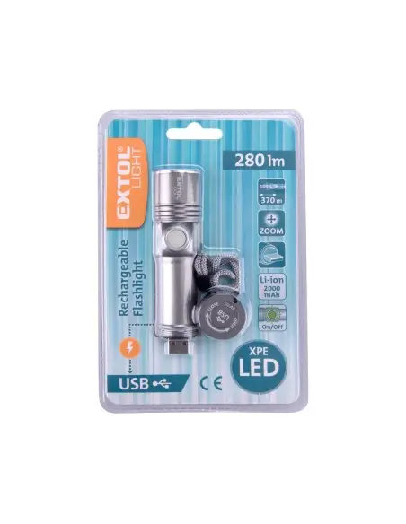 Lanterna, EXTOL LIGHT, 43141, 280 lm, USB încărcare