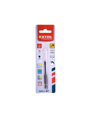 Burghiu carbura sticla ceramica, 4 mm, 8801884, 4 mm, lungime 33 mm