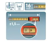 Ruleta retractabila COMPACT, EXTOL PREMIUM, 8821043, Precizie clasa a II-a, carcasa ABS/cauciuc