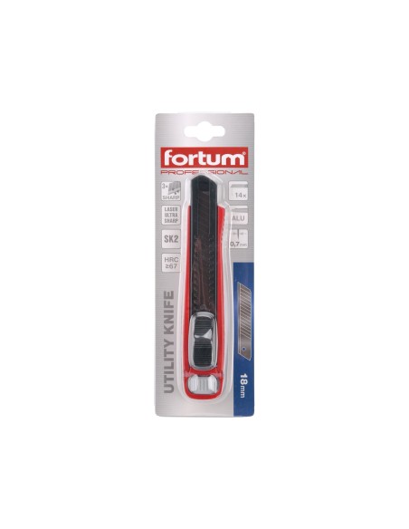Cutit utilitar 18mm, FORTUM, 4780023, Auto-lock, 14 segmente Cutit utilitar 18mm, FORTUM, 4780023, Auto-lock, 14 segmente