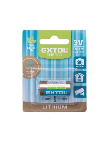 Baterii litiu, 3V, 2 buc, 1600mAh, EXTOL ENERGY, 42030