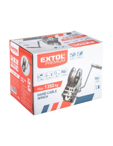 Troliu manual, EXTOL PREMIUM, 8861305, 1350kg, cablu otel