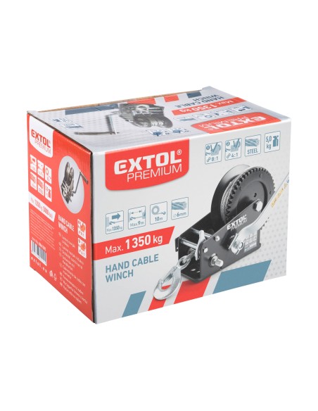 Troliu manual, EXTOL PREMIUM, 8861305, 1350kg, cablu otel