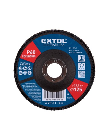 Disc abraziv corindon, EXTOL PREMIUM, 8803473, O125mm, P60 Disc abraziv corindon, EXTOL PREMIUM, 8803473, O125mm, P60