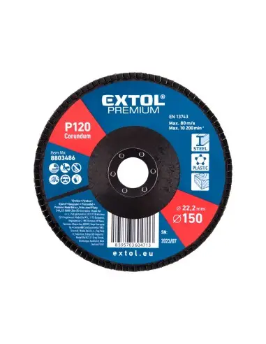 Disc lamelar corindon, EXTOL PREMIUM, 8803486, O150mm, P120