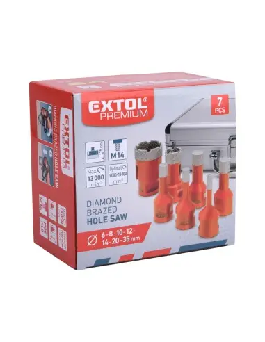 Set burghie diamantate 7 piese, EXTOL PREMIUM, 8802991, 6-35 mm, filet M14