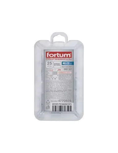 25pcs nituri coloana M6x15mm, FORTUM, 4770676, plastic box 25pcs nituri coloana M6x15mm, FORTUM, 4770676, plastic box
