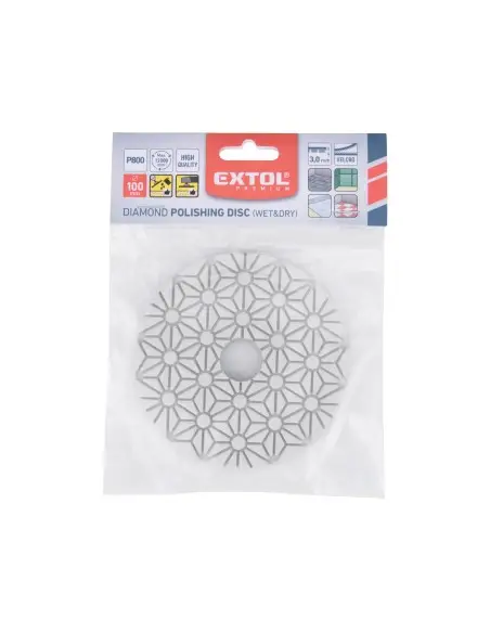 Roata polisare diamant velcro, 100mm, EXTOL, 8803097, Velcro, O100mm