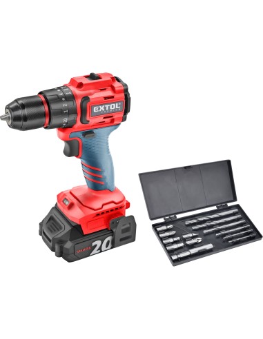 Masina de gaurit fara fir cu percutie, EXTOL PREMIUM, 8891806, 20V Li-ion, 2x2Ah