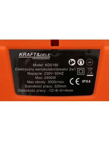 Aerator/verticulator 2 in 1 2400W 32cm, Kraft&Dele, KD5190