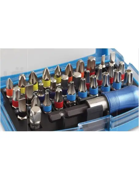 Set biti, Hogert, 1/4", cu adaptor, 32 piese