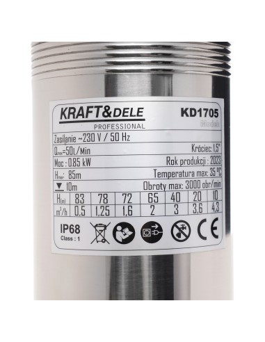 Pompa de adancime cu surub 85M 0,85kW, Kraft&Dele, KD1705 Pompa de adancime cu surub 85M 0,85kW, Kraft&Dele, KD1705