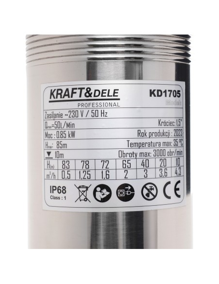 Pompa de adancime cu surub 85M 0,85kW, Kraft&Dele, KD1705 Pompa de adancime cu surub 85M 0,85kW, Kraft&Dele, KD1705