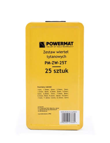Set de burghie TITANIUM 25 buc., Powermat, PM0334 Set de burghie TITANIUM 25 buc., Powermat, PM0334