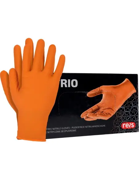 Manusi din nitril pentru mecanic, Reis, cu textura diamantata, orange