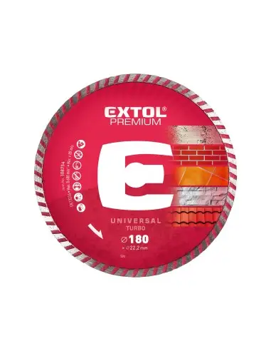 Disc taiere diamantat turbo, EXTOL PREMIUM, 108754, 180x22,2x2,5mm, 8600 rot/min Disc taiere diamantat turbo, EXTOL PREMIUM, 108754, 180x22,2x2,5mm, 8600 rot/min