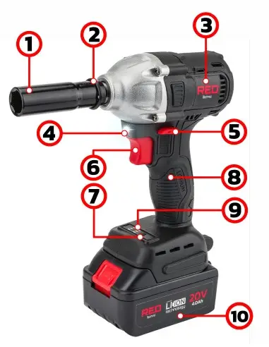 Cheie de Impact pentru Roti cu Acumulator 20V 4Ah, RTAKU0026