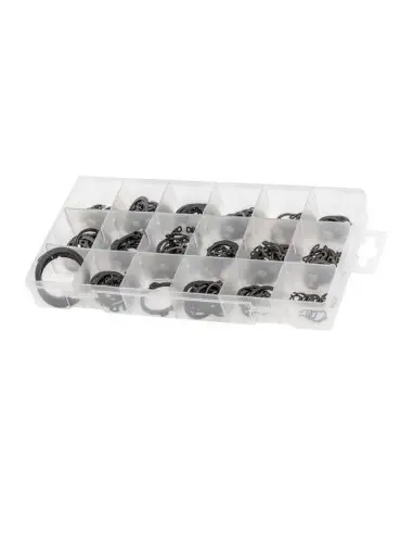 Set 225 inele de siguranta, din otel cu arc, 18 dimensiuni, intre 6-32 mm Set 225 inele de siguranta, din otel cu arc, 18 dimensiuni, intre 6-32 mm