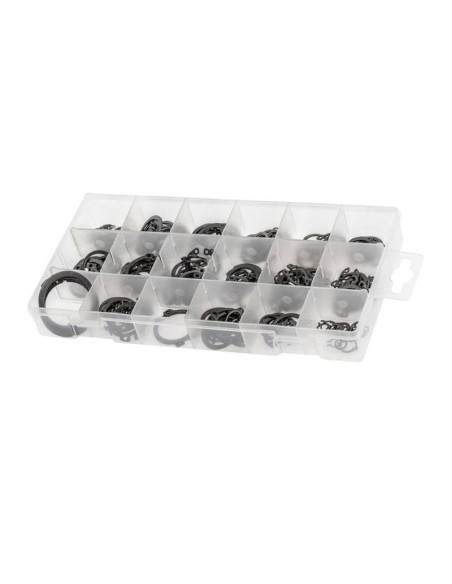 Set 225 inele de siguranta, din otel cu arc, 18 dimensiuni, intre 6-32 mm Set 225 inele de siguranta, din otel cu arc, 18 dimensiuni, intre 6-32 mm