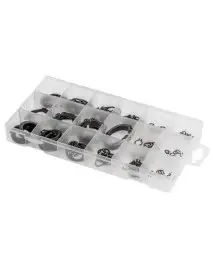 Set 150 inele de siguranta, din otel cu arc, 18 dimensiuni, intre 3-32 mm