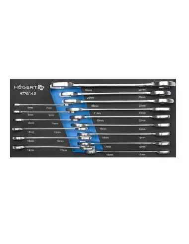 HT7G145 - Set 15 chei combinate, Hogert, din otel , pentru desurubare si insurubare Hogert Technik - Chei si truse chei