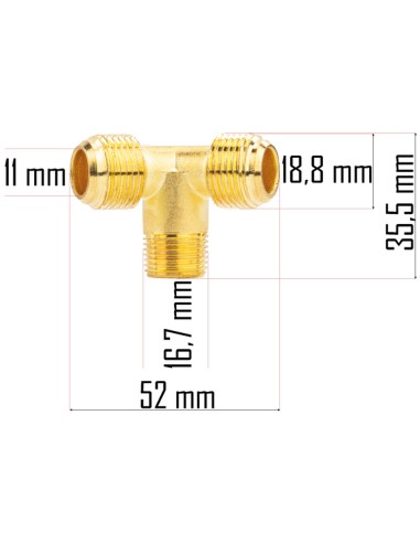 Racord in T pentru compresor, Powermat, PM-KO-50T-V2-TR