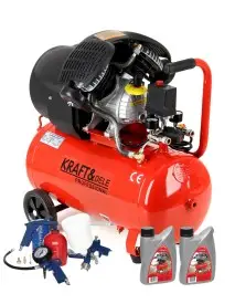 Set Compresor de aer cu ulei, 50L, 2 pistoane, set 8 în 1, 3 kw, 530l/min