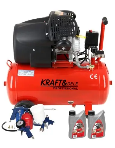 Compresor cu ulei 50L, 2 pistoane, 2.8kW – Set 8 în 1