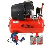 Compresor cu ulei 50L, 2 pistoane, 2.8kW – Set 8 în 1