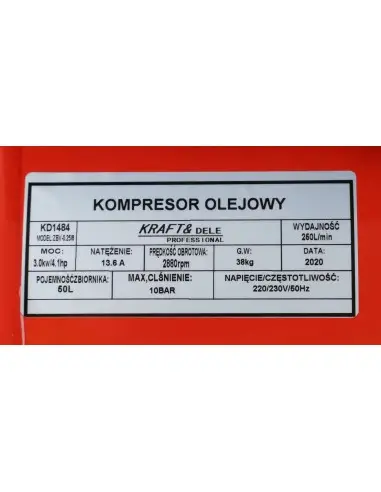 Compresor cu ulei 50L, 2 pistoane, 2.8kW – Set 8 în 1