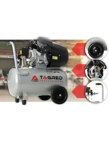 Compresor de aer 50l, Tagred TA360 – 530 L/min, 4.7CP, 2 pistoane, 10 bar, profesional
