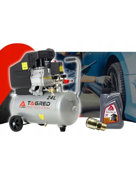 Compresor de aer cu ulei, Tagred TA300N, 24L, 3.4CP, Set 6 elemente Compresor de aer cu ulei, Tagred TA300N, 24L, 3.4CP, Set 6 elemente