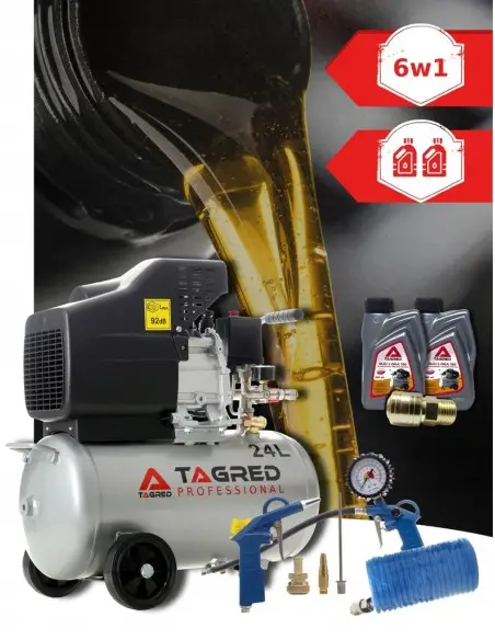 Compresor de aer cu ulei, Tagred TA300N, 24L, 3.4CP, Set 6 elemente Compresor de aer cu ulei, Tagred TA300N, 24L, 3.4CP, Set 6 elemente