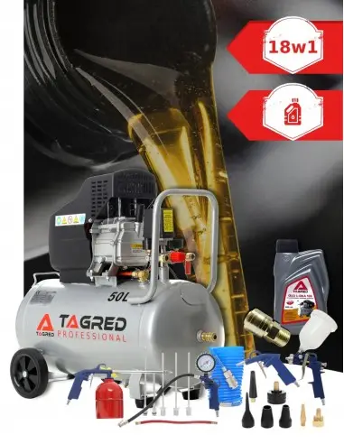 Compresor de aer cu ulei, Tagred TA301TA103, 50L, 9 bar, Set 18 in 1