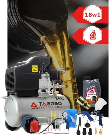 Compresor de aer cu ulei, Tagred TA300N, 24L, 3.4CP, Set 18 in 1 Compresor de aer cu ulei, Tagred TA300N, 24L, 3.4CP, Set 18 in 1