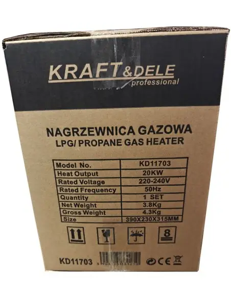 Tun de caldura Kraft&Dele 20kW GPL cu prelungitor 20m inclus